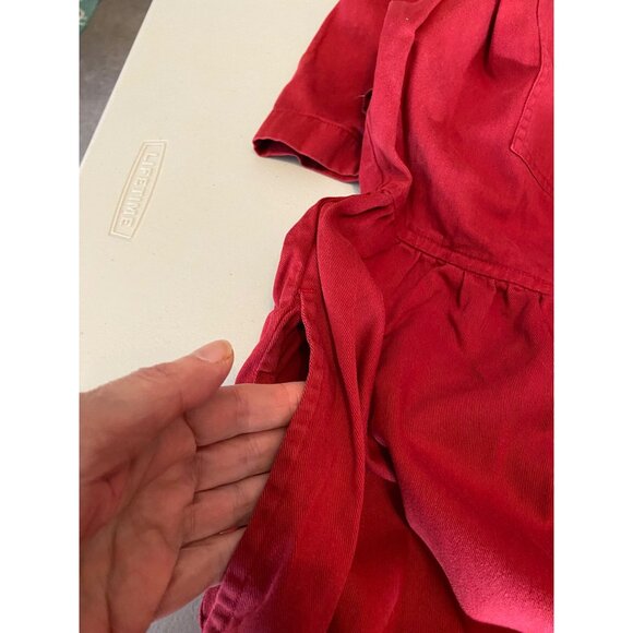 Silhouettes Red Button-Front Midi Dress Pockets100% Cotton Short Sleeves Size 18 - Picture 6 of 10